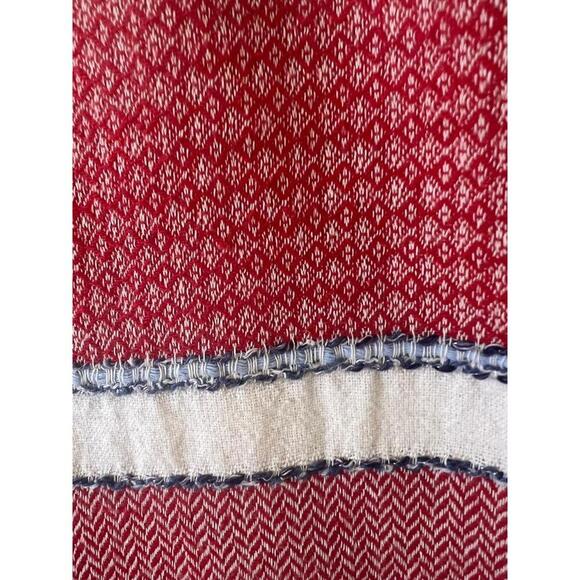 J McLaughlin Red White Stripes Textured Fabric Fringe Hem Straight Skirt Size 12 - Picture 8 of 9